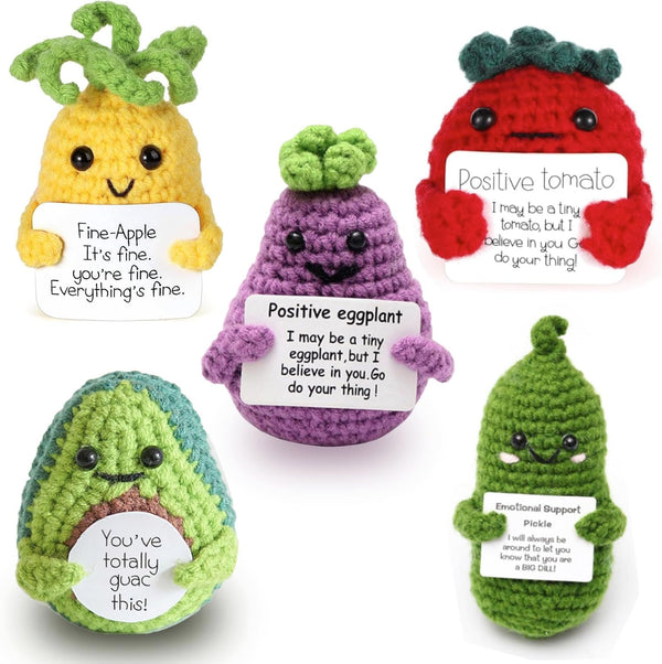 Crochet Positive Fruit,5 Pcs Funny Positive Fruit