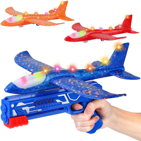 Airplane Launcher Toy with 3 Pack Foam Glider Planes