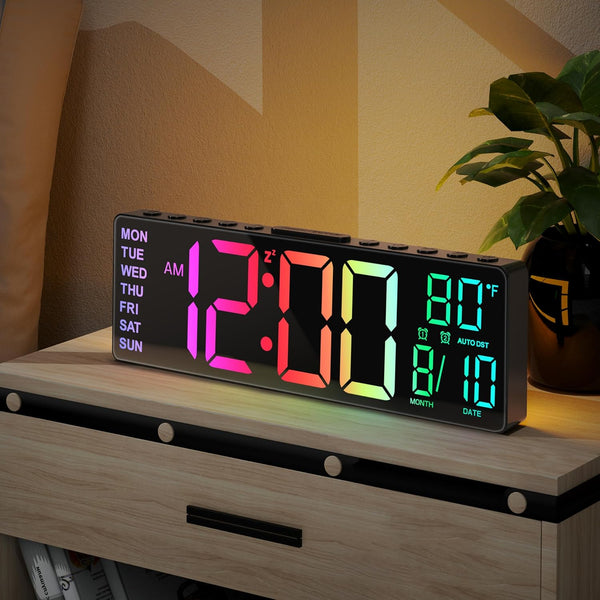 10.5'' Digital Large Alarm Clock with 8-in-1 RGB Colors